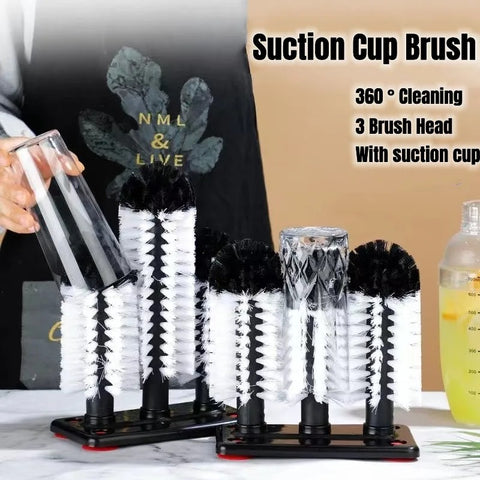 3pcs Brush Head Set Water Brush Glass Cup Washer